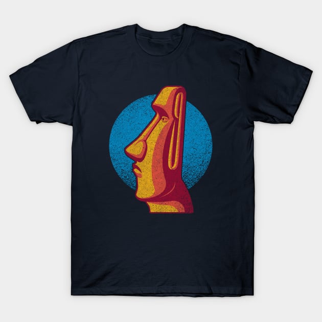 Distressed Retro Polynesian Moai - Easter Island, Rapa Nui T-Shirt by RYSHU 